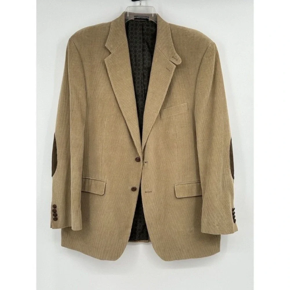 Lauren Ralph Lauren‎ Mens Sports Coat 42L Corduroy Tan Elbow Patches tan blazer